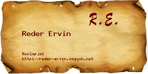 Reder Ervin névjegykártya